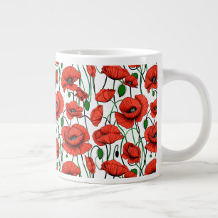 Grande Tasse Pépites rouges dans un champ sur blanc