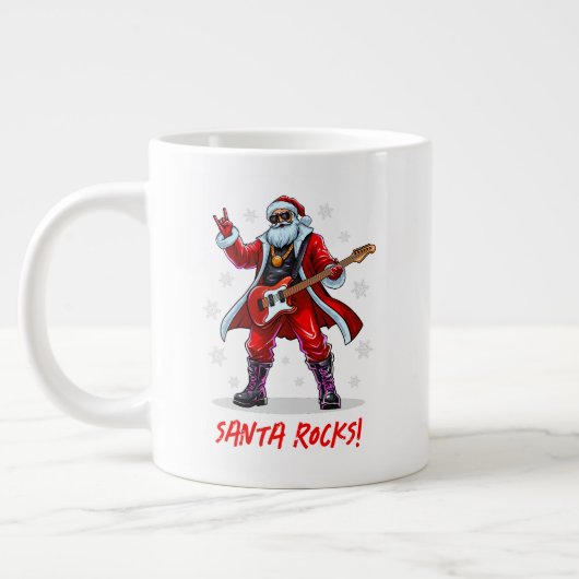 Grande Tasse Père Noël Rocks ! Funny Père Noël jouant de la gui (Gauche)
