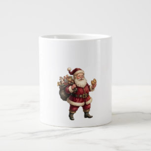 Grande Tasse Père Noël vintage avec sac de jouets et friandise