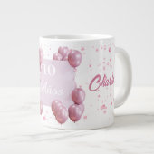 Grande Tasse Personalized birthday mug, pink balloons (Devant droit)