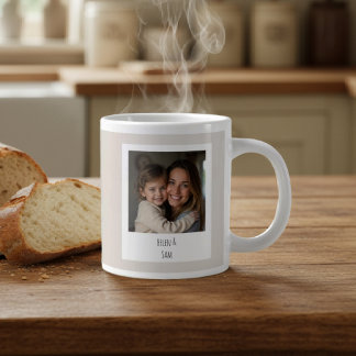 Grande Tasse Personalized Minimalist Family Photo Soft Beige