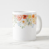Grande Tasse Personalized Name Monogram Watercolor Sunny Floral (Devant droit)