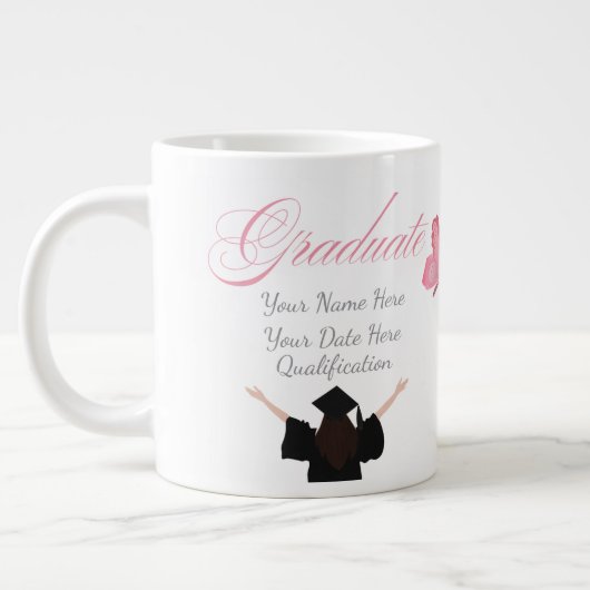 Grande Tasse Personalized Pink Graduate Gift, Custom Name  (Gauche)