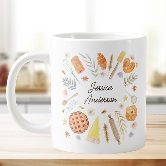 Grande Tasse Personalized Watercolor Baking Pastry Chef