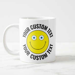 Grande Tasse Personnalisé Happy Face JAUNE, YELLOW, Yeux Bleus