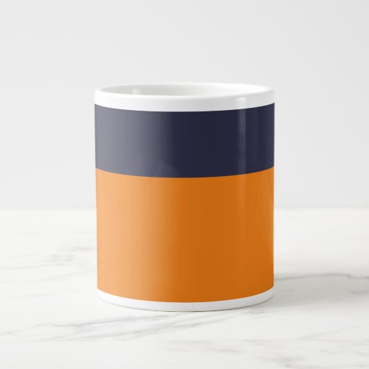 Grande Tasse Personnaliser Orange Et Marine Ajouter Un Nom D'Éq (Devant)