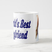 Grande Tasse Petit ami Photo avec script bleu foncé (Devant)