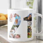 Grande Tasse Photo Collage Numéro 21 - 21e anniversaire<br><div class="desc">Mug Giant Personnalisé pour 21e anniversaire. Créez votre propre collage photo en utilisant vos photos préférées. Vos photos s'afficheront automatiquement sous la forme du numéro 21 des deux côtés de la tasse. Le collage photo contient un mélange d'images carrés, de portraits et de paysages pour vous donner une bonne flexibilité...</div>