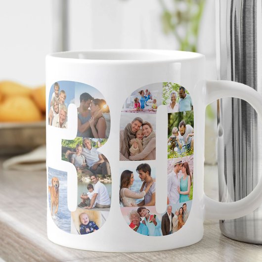 Grande Tasse Photo Collage Numéro 30 - 30e anniversaire