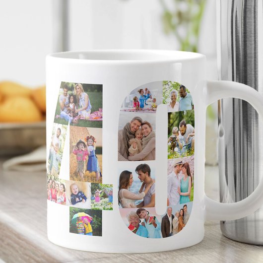 Grande Tasse Photo Collage Numéro 40 - 40e anniversaire