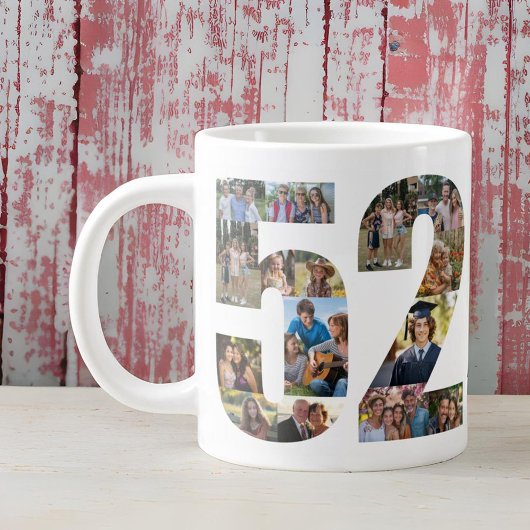 Grande Tasse Photo Collage Numéro 52 - 52e anniversaire