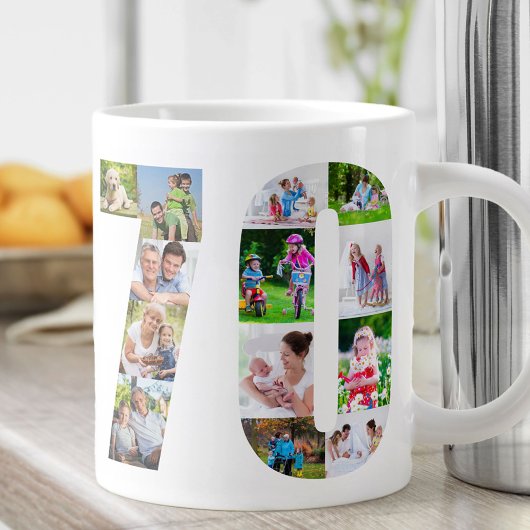 Grande Tasse Photo Collage Numéro 70 - 70e anniversaire