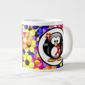 Grande Tasse Pingouin à ruban de sensibilisation rouge (Devant droit)