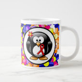 Grande Tasse Pingouin à ruban de sensibilisation rouge (Droite)