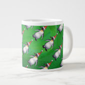 Grande Tasse Pingouin à Santa Hat Motif sur Vert (Devant droit)