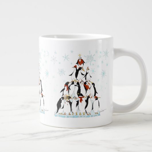 Grande Tasse Pingouin Noël Arbre amusant Dessin de vacances (Droite)