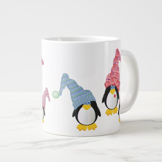Grande Tasse Pingouins avec Casquettes (Devant droit)