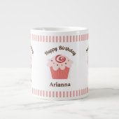 Grande Tasse Pink Stripes Anniversaire Cupcake (Devant)