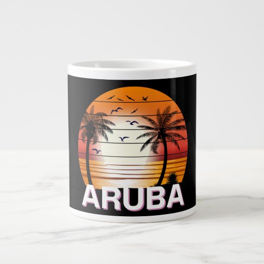 Grande Tasse Plage d'été d'Aruba Vintage Palm Trees (Devant)