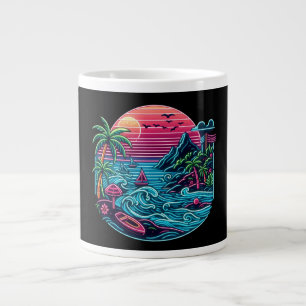 Grande Tasse Plage tropicale/néon hawaïen