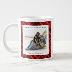 Grande Tasse Plaid Rouge Cozy Noël Rustique Monogramme 2 Photo