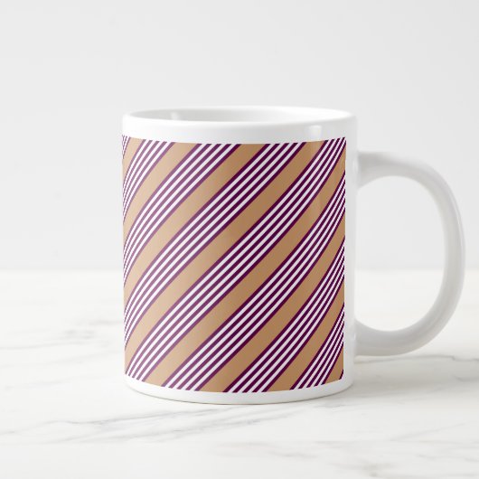 Grande Tasse Plum et blanc cinq bandes motif avec bronzage (Droite)