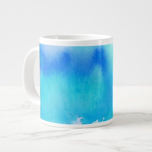 Grande Tasse Pointe bleue, aquarelle main abstraite peinte (Devant gauche)