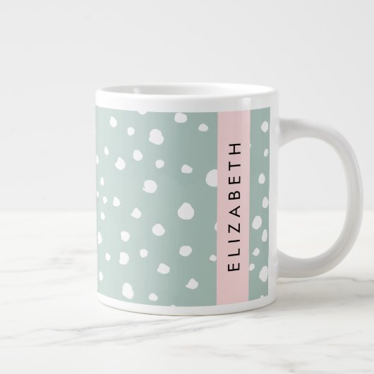 Grande Tasse Points Dalmatiens verts, Spots, Votre Nom (Droite)