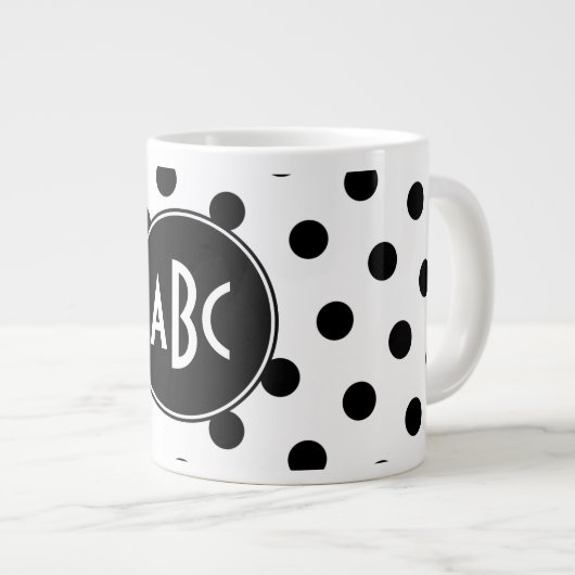 Grande Tasse Pois blancs et noirs monogrammes (Devant droit)