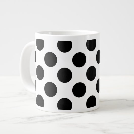 Grande Tasse Pois, Motif Polka Dot, noir et blanc (Devant gauche)