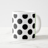 Grande Tasse Pois noirs et blancs, pointillés, Votre nom (Devant droit)