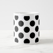 Grande Tasse Pois noirs et blancs, pointillés, Votre nom (Devant)