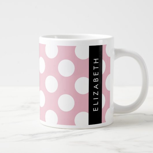 Grande Tasse Pois roses, Motif Pointe Polka, Votre Nom (Droite)