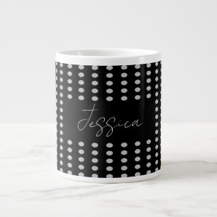 Grande Tasse Pois vintage noir gris couleur Nom rétro