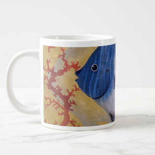 Grande Tasse Poisson bleu tropical Vieille illustration de la v