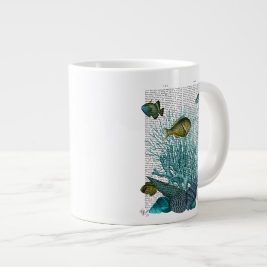 Grande Tasse Poissons, coquillages bleus et coraux (Devant droit)