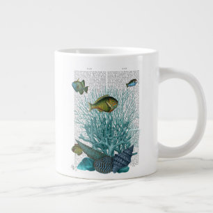 Grande Tasse Poissons, coquillages bleus et coraux