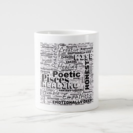 Grande Tasse Poissons Zodiac Word Cloud Inspiration (Devant)
