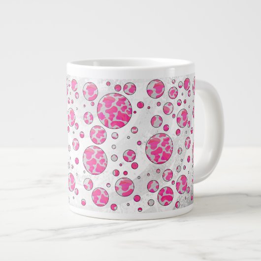 Grande Tasse Poka Dot Vache rose et blanc (Devant droit)