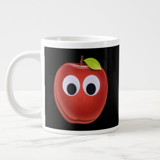Grande Tasse Pomme rouge drôle avec yeux de googly (Gauche)