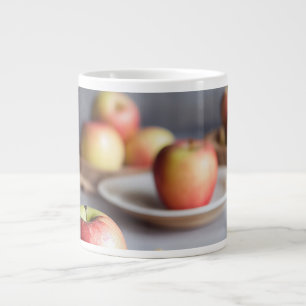 Grande Tasse Pommes rouges fraîches sur la table, pomme tarte m