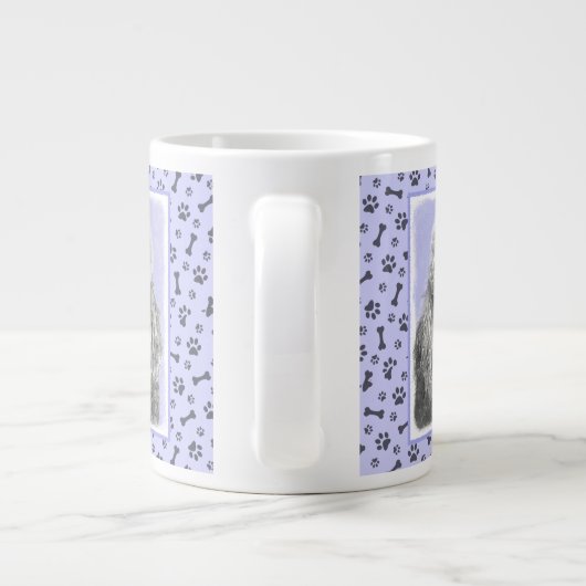 Grande Tasse Poodé Jouet miniature Argent gris bleu Chien Art (Dos)
