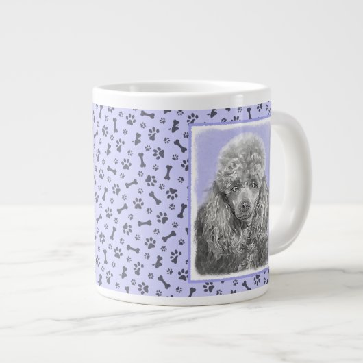 Grande Tasse Poodé Jouet miniature Argent gris bleu Chien Art (Devant droit)