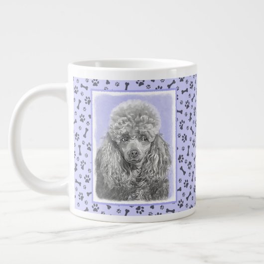 Grande Tasse Poodé Jouet miniature Argent gris bleu Chien Art (Gauche)