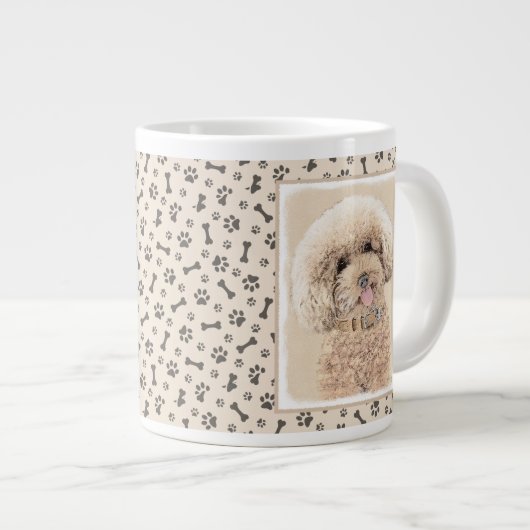 Grande Tasse Poodle Miniature Toy Apricot Crème Chien Brown Art (Devant droit)