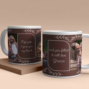Grande Tasse Pop-pop 3 Photo Vertical Personnalisé avec des Mot