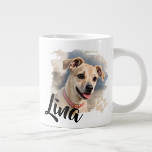 Grande Tasse Portrait de chien à l'aquarelle avec coup de pince