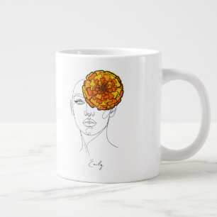 Grande Tasse Portrait de fleur de naissance personnalisé d'octo