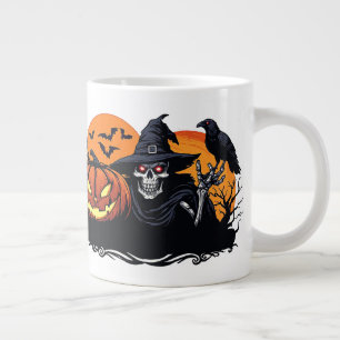 Grande Tasse Portrait de squelette d'Halloween Citrouille Magie
