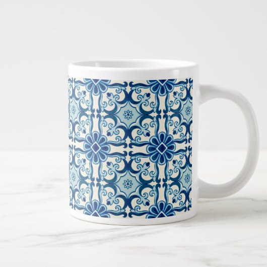 Grande Tasse Portugais Azulejos Blue Floral Motif (Droite)